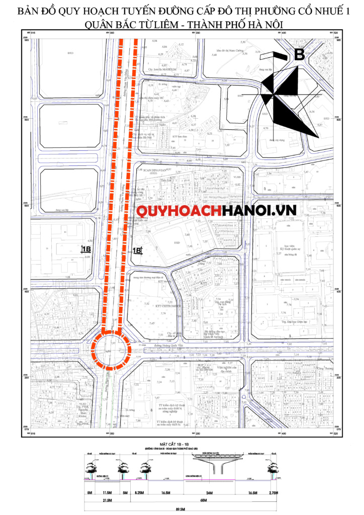 Bản đồ quy hoạch đường cấp đô thị phường Cổ Nhuế 1