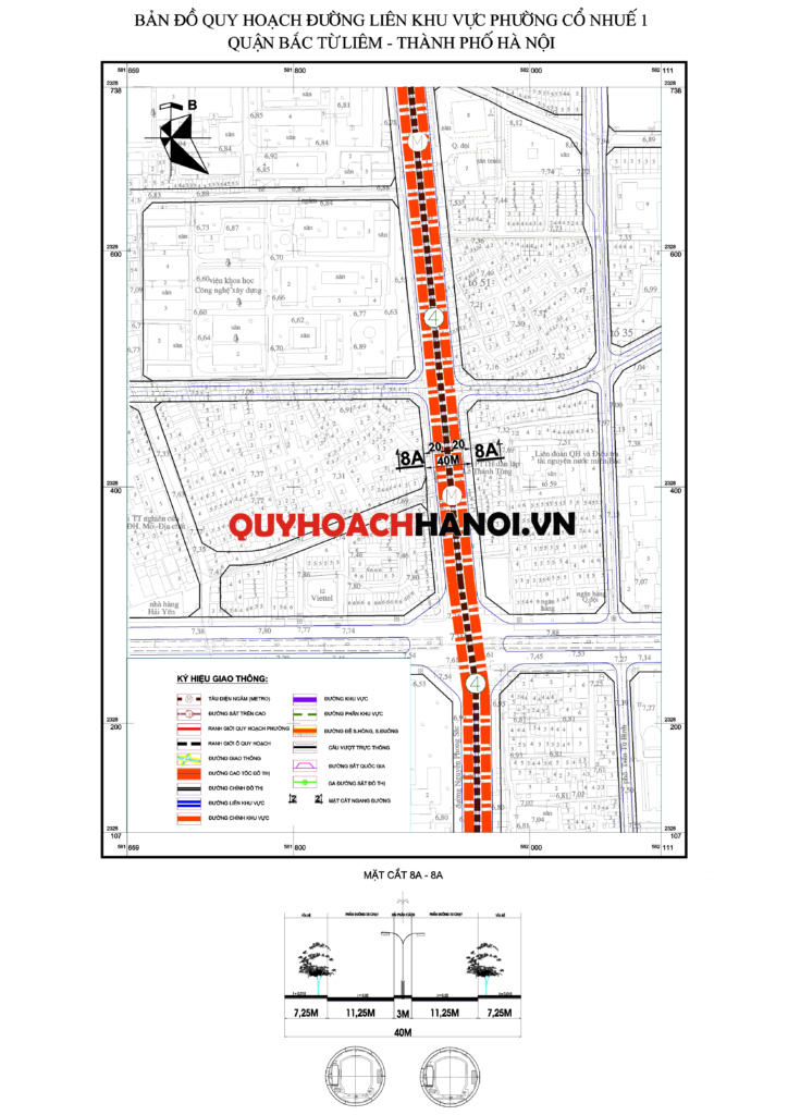 Bản đồ quy hoạch đường liên khu vực phường Cổ Nhuế 1