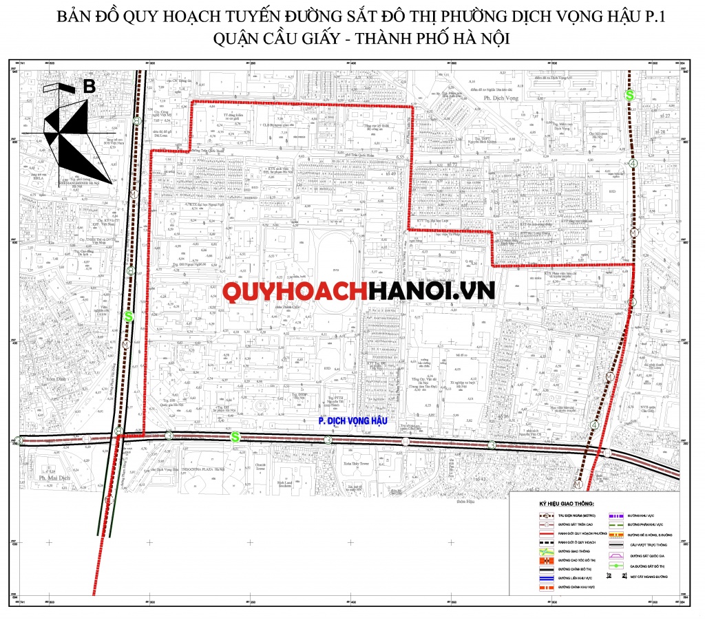 Bản đồ quy hoạch tuyến đường sắt đô thị phường Dịch Vọng Hậu P1