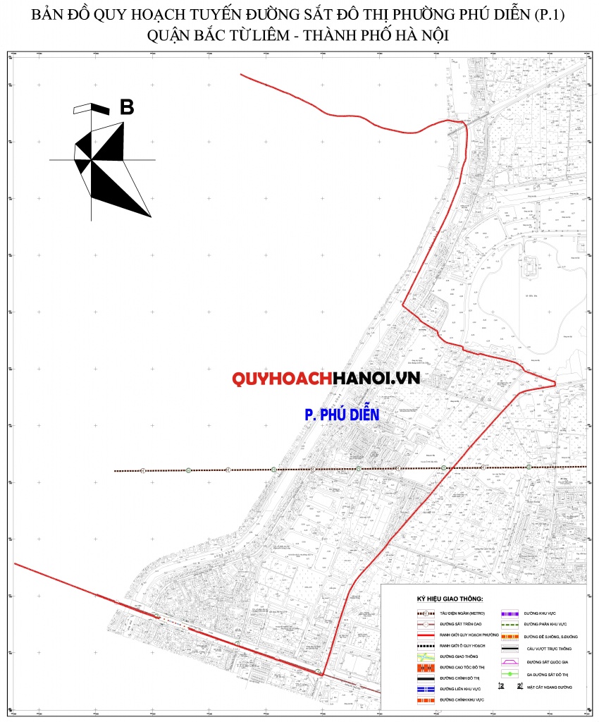 Bản đồ quy hoạch tuyến đường sắt phường Phú Diễn P1
