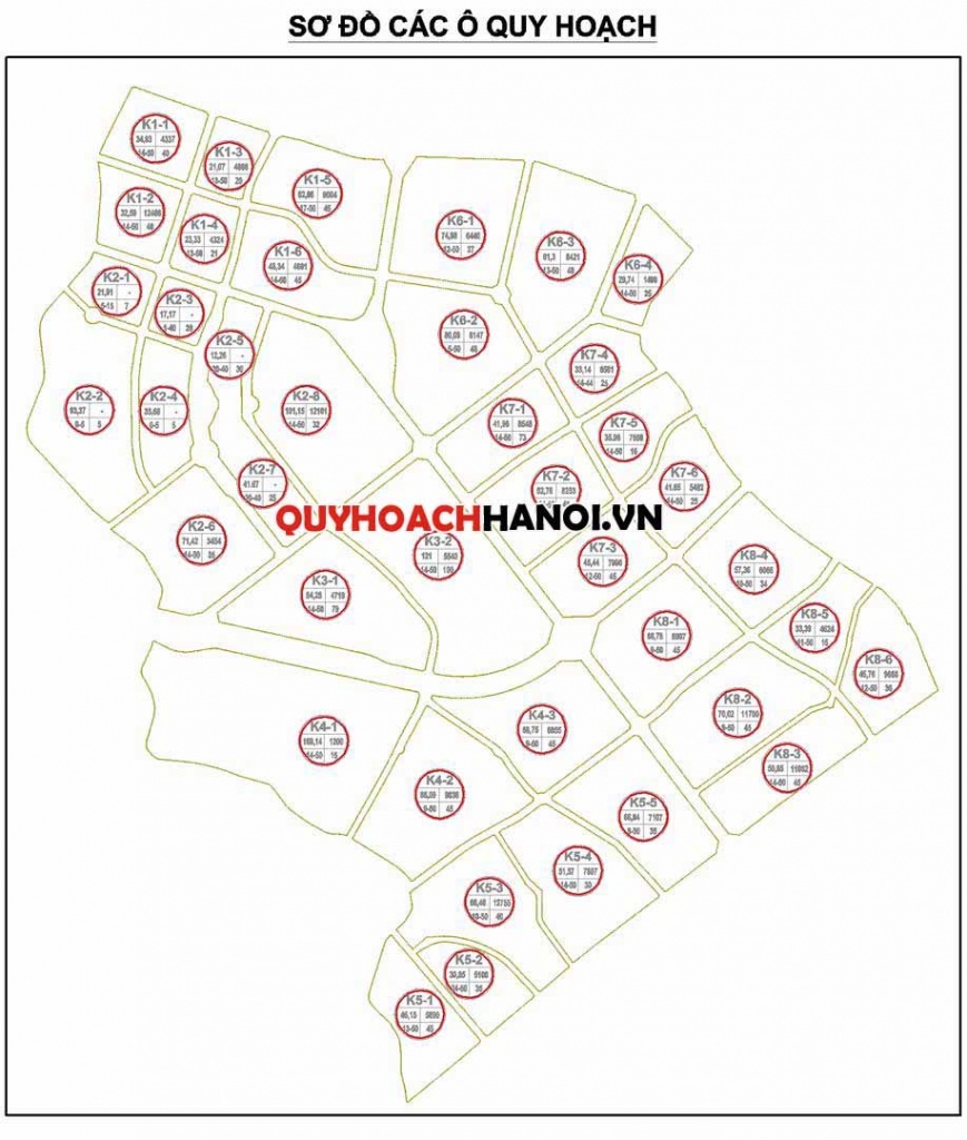 Các ô quy hoạch bản đồ quy hoạch sử dụng đất phân khu H2-2