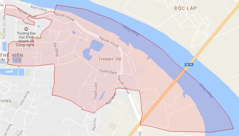 Ranh giới Bản đồ quy hoạch giao thông phường Thanh Trì