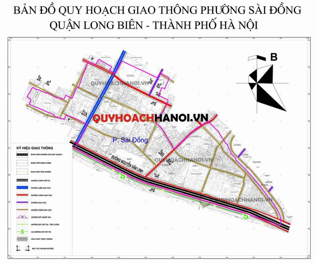 Bản đồ quy hoạch giao thông phường Sài Đồng quận Long Biên