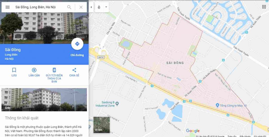 Ranh giới bản đồ quy hoạch giao thông phường sài đồng quận long biên